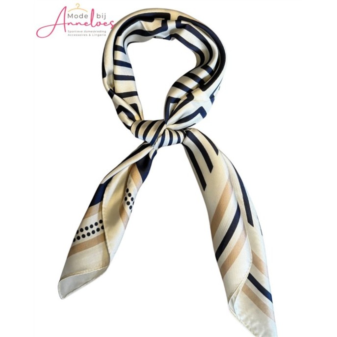 Dames sjaal korte hals sjaaltjes 536 streep blauw beige 